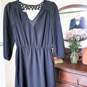 Skies are Blue Black 3/4 Sleeve Dress